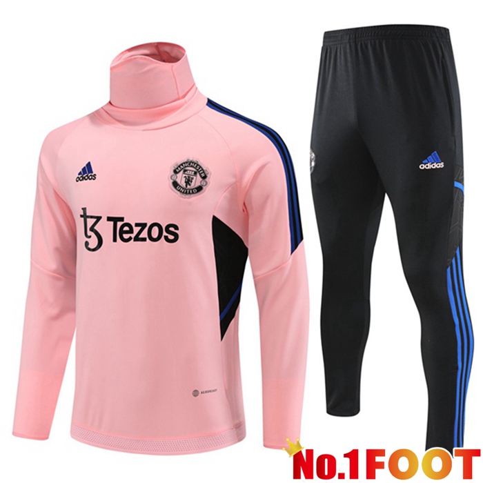 Manchester United High collar Training Tracksuit Suit Pink 2023/2024