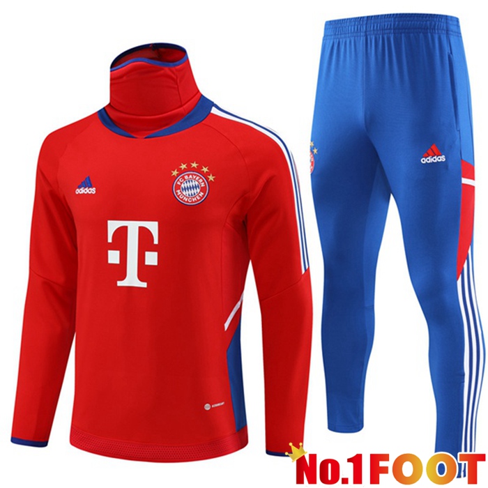 Bayern Munich High collar Training Tracksuit Suit Red 2023/2024