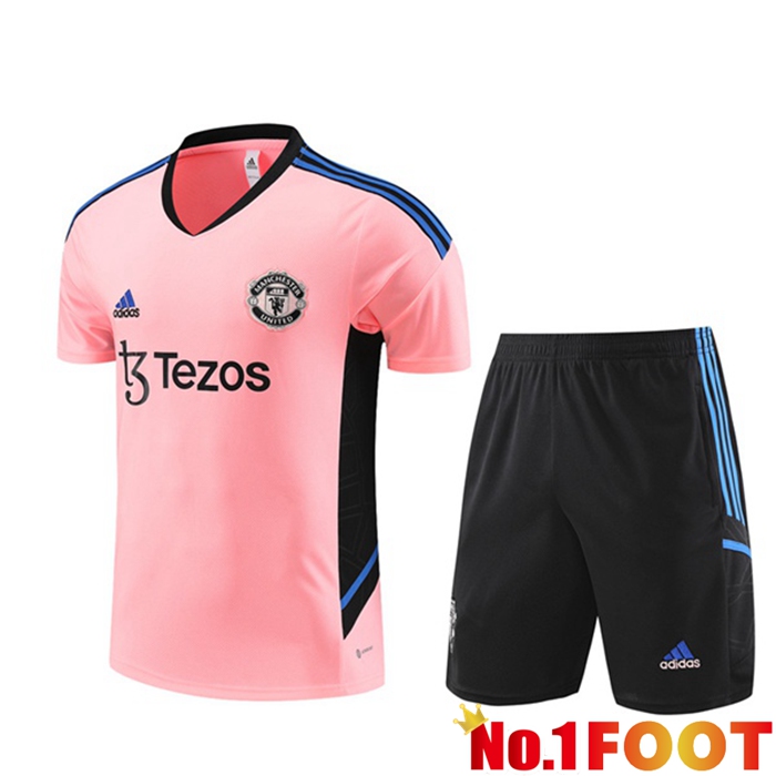 Manchester United Training T Shirt + Shorts Pink 2023/2024