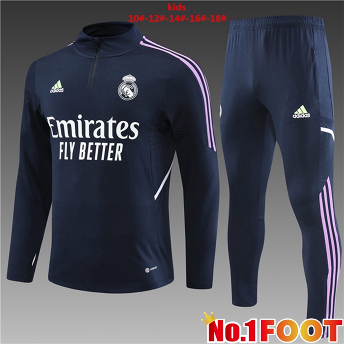 Real Madrid Kids Training Tracksuit Suit Royal Blue 2023/2024