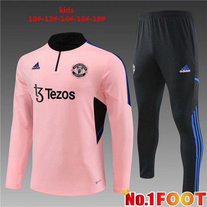 Manchester United Kids Training Tracksuit Suit Pink 2023/2024