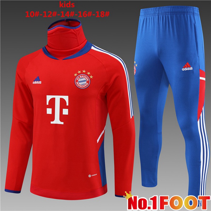 Bayern Munich Kids High collar Training Tracksuit Suit Red 2023/2024