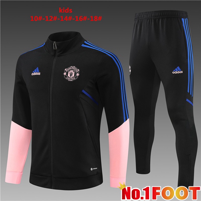 Manchester United Kids Training Tracksuit Suit Black 2023/2024