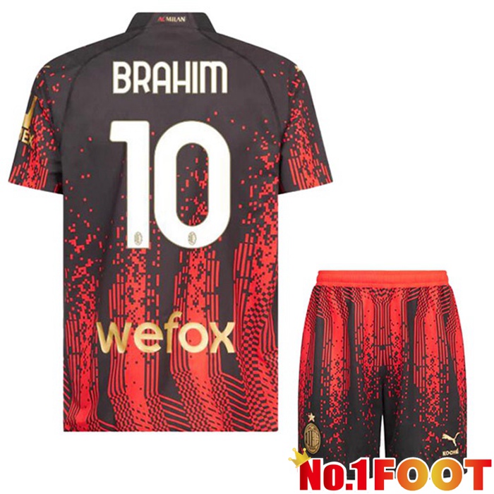 AC Milan (BRAHIM 10) Kids Soccer Jersey Fourth Red Black 2022/2023