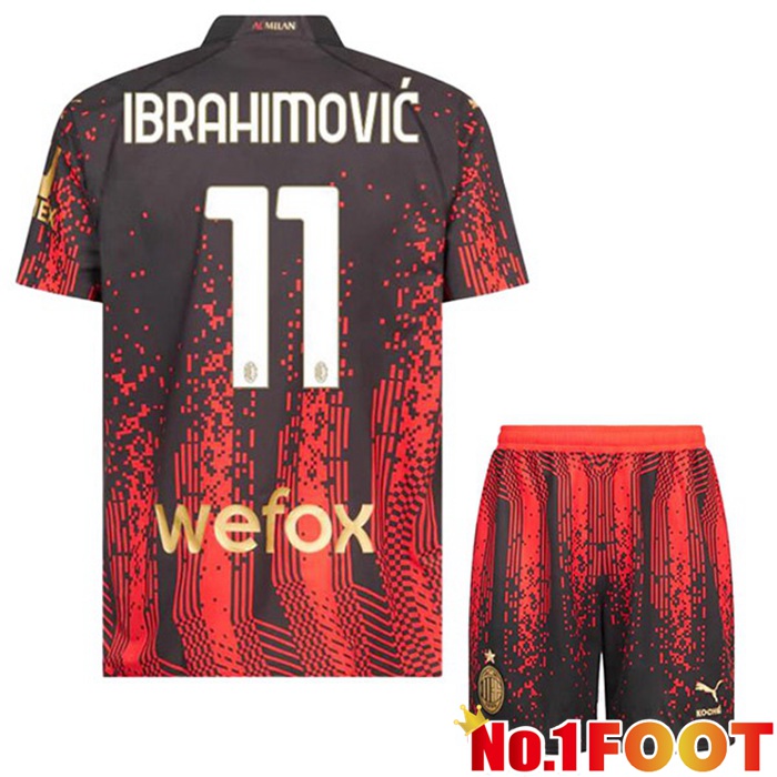 AC Milan (IBRAHIMOVIĆ 11) Kids Soccer Jersey Fourth Red Black 2022/2023