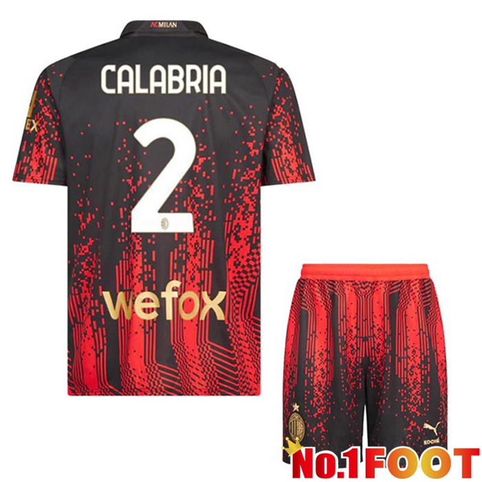 AC Milan (CALABRIA 2) Kids Soccer Jersey Fourth Red Black 2022/2023