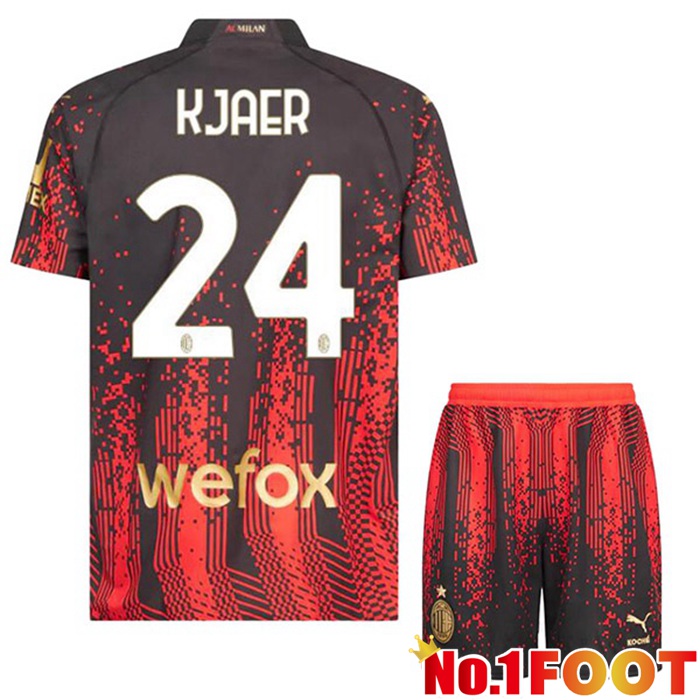 AC Milan (KJAER 24) Kids Soccer Jersey Fourth Red Black 2022/2023