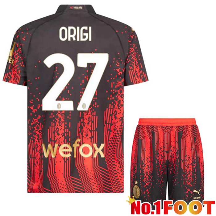 AC Milan (ORIGI 27) Kids Soccer Jersey Fourth Red Black 2022/2023