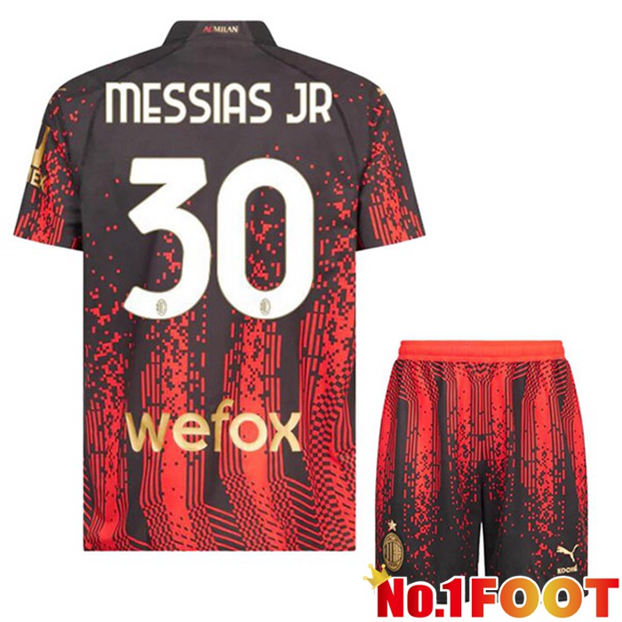 AC Milan (MESSIAS JR 30) Kids Soccer Jersey Fourth Red Black 2022/2023