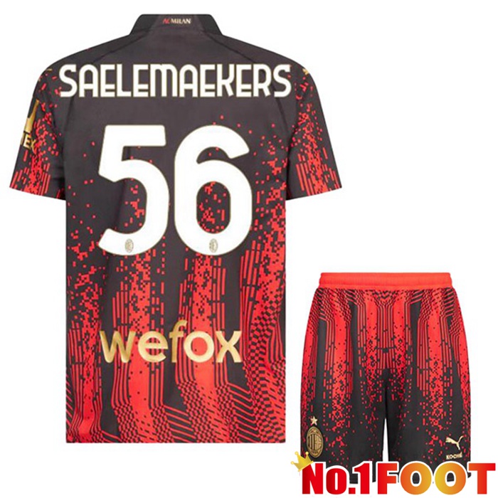 AC Milan (SAELEMAEKERS 56) Kids Soccer Jersey Fourth Red Black 2022/2023