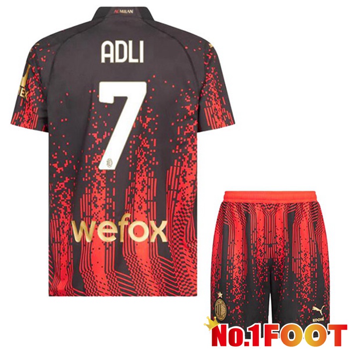 AC Milan (ADLI 7) Kids Soccer Jersey Fourth Red Black 2022/2023