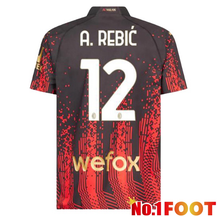 AC Milan (A. REBIĆ 12) Soccer Jersey Fourth Red Black 2022/2023