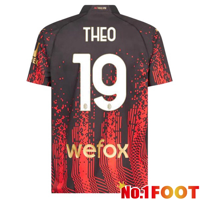 AC Milan (THEO 19) Soccer Jersey Fourth Red Black 2022/2023 - Click Image to Close