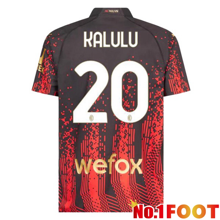 AC Milan (KALULU 20) Soccer Jersey Fourth Red Black 2022/2023