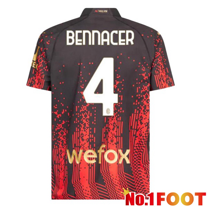 AC Milan (BENNACER 4) Soccer Jersey Fourth Red Black 2022/2023