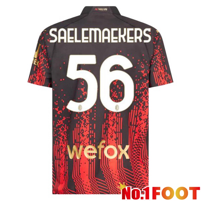 AC Milan (SAELEMAEKERS 56) Soccer Jersey Fourth Red Black 2022/2023 - Click Image to Close