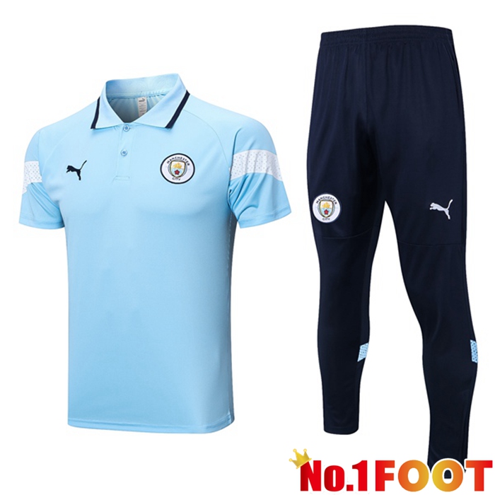 Manchester City Soccer Polo + Pants Blue 2023/2024 - Click Image to Close