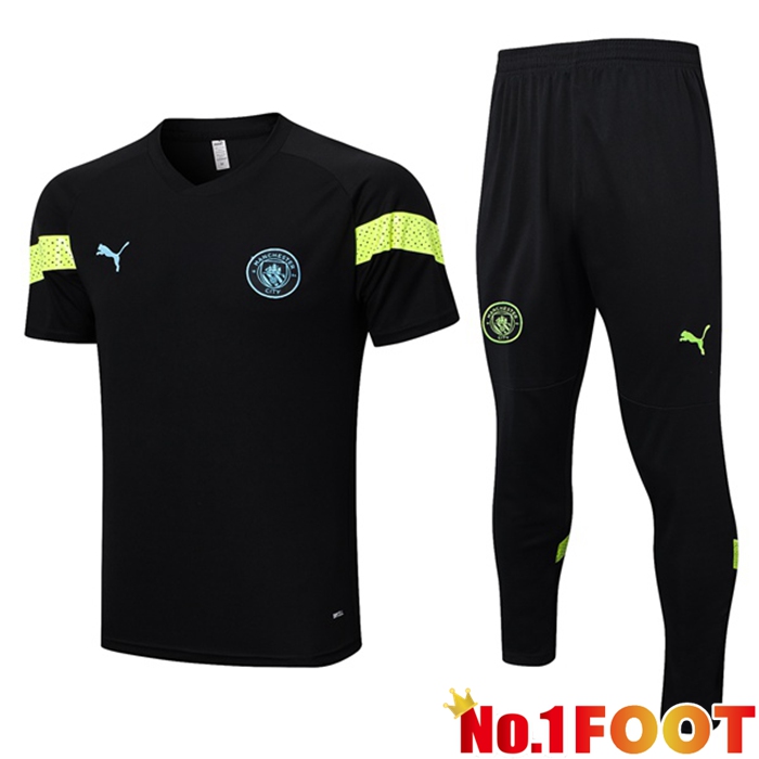 Manchester City Training T Shirt + Pants Black 2023/2024