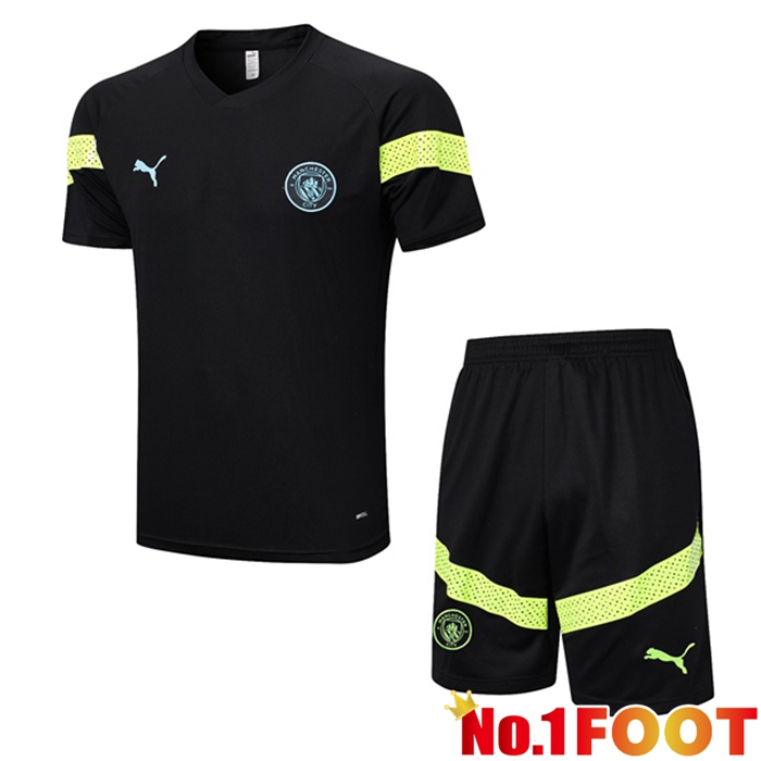 Manchester City Training T Shirt + Shorts Black 2023/2024