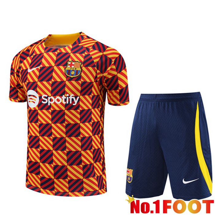 FC Barcelona Training T Shirt + Shorts Yellow 2023/2024