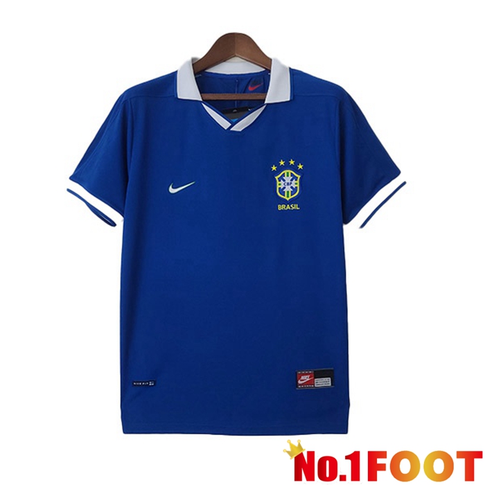 Brazil Retro Soccer Jersey Away Blue 1997