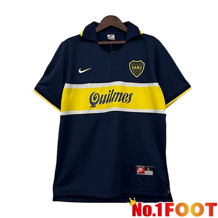 Boca Juniors Retro Soccer Jersey Home Black Yellow 1996-1997