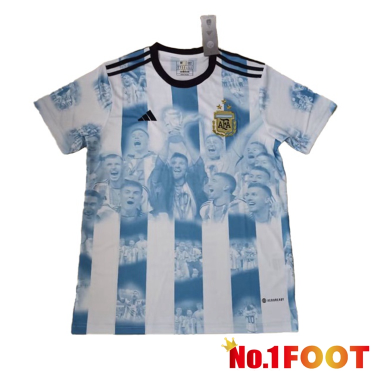 Argentina 3 Stars Football Jersey Commemorative Edition Blue 2022/2023