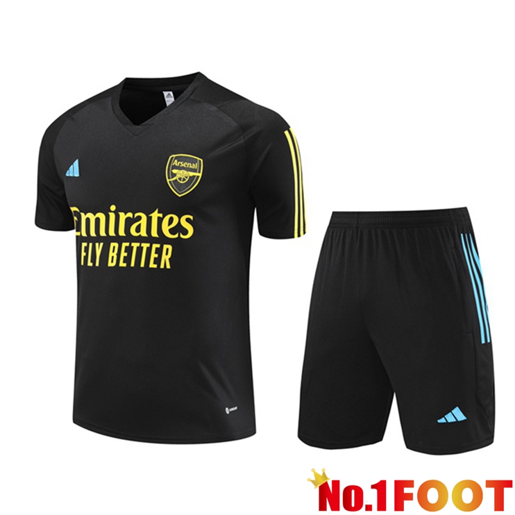 Arsenal Training T Shirt + Shorts Black 2023/2024