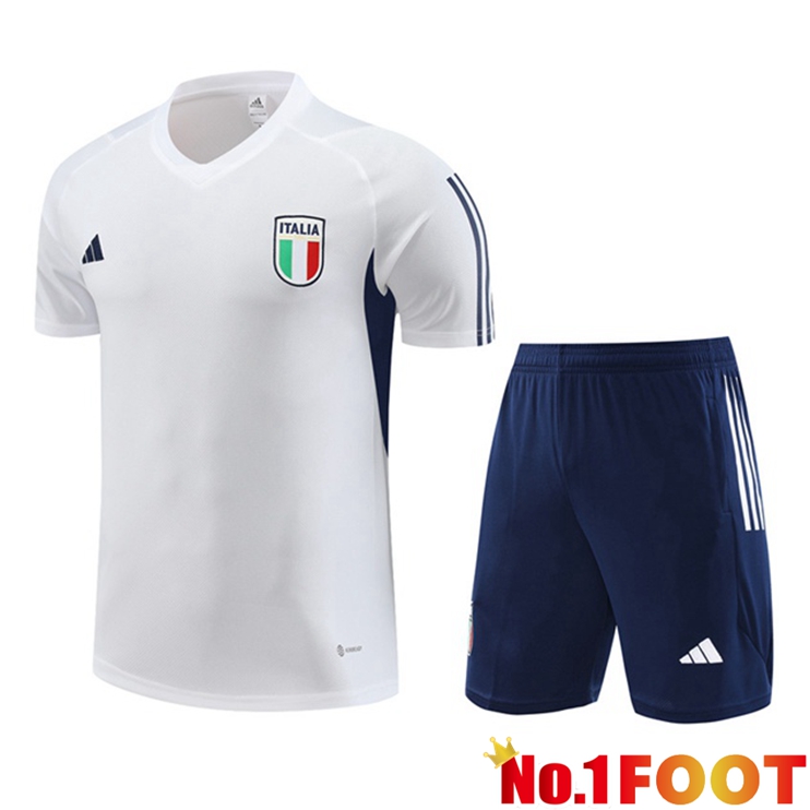 Italy Training T Shirt + Shorts White 2023/2024