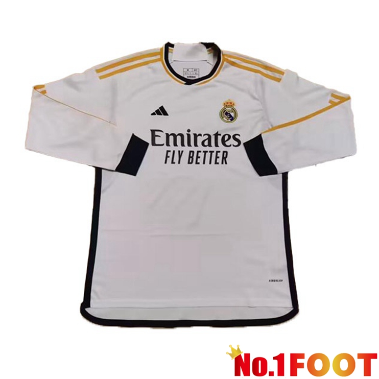 Real Madrid Football Jersey Home Long Sleeve White Leaked Version 2023/2024