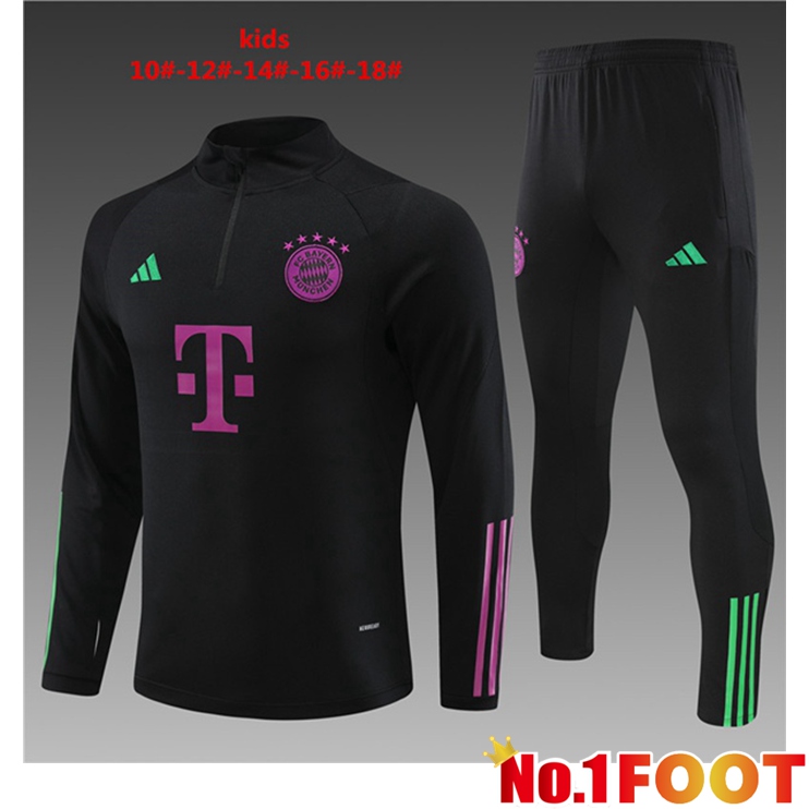 Bayern Munich Kids Training Tracksuit Suit Black 2023/2024