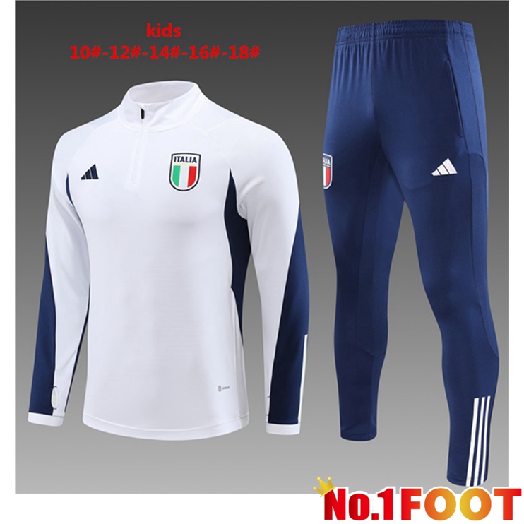 Italy Kids Training Tracksuit Suit White 2023/2024