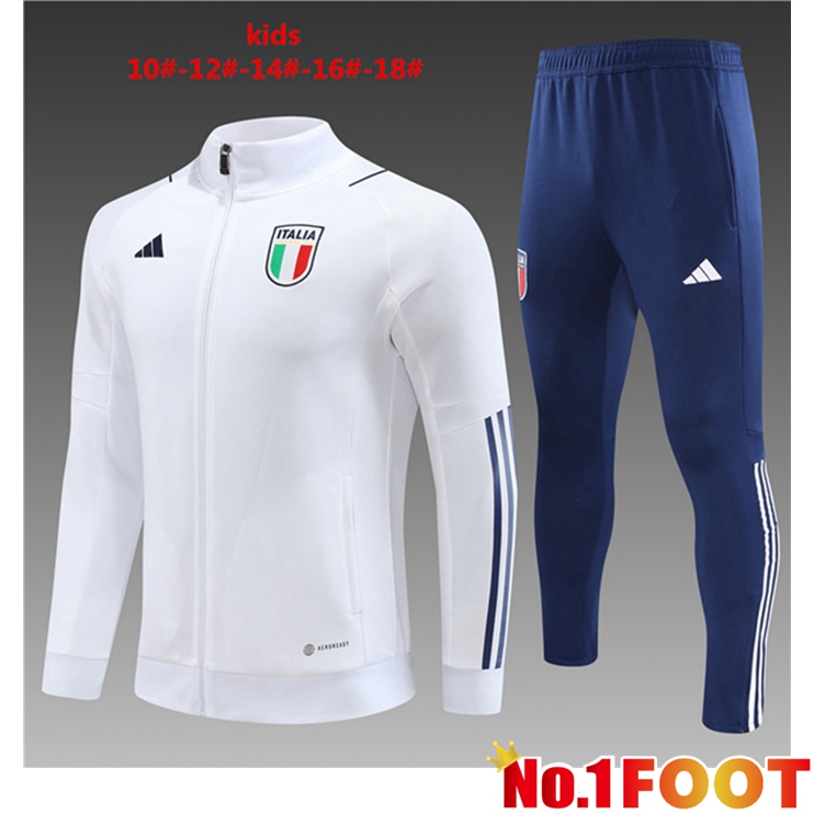 Italy Kids Training Jacket Suit White 2023/2024