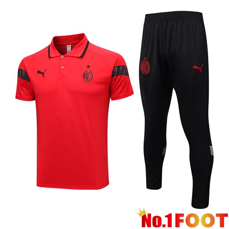 AC Milan Football Polo + Pants Red 2023/2024