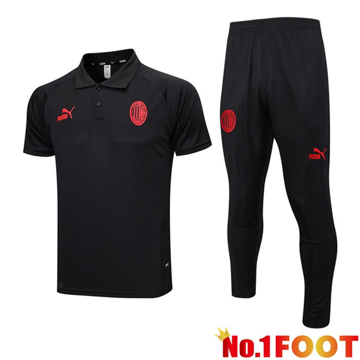 AC Milan Football Polo + Pants Black 2023/2024 - Click Image to Close