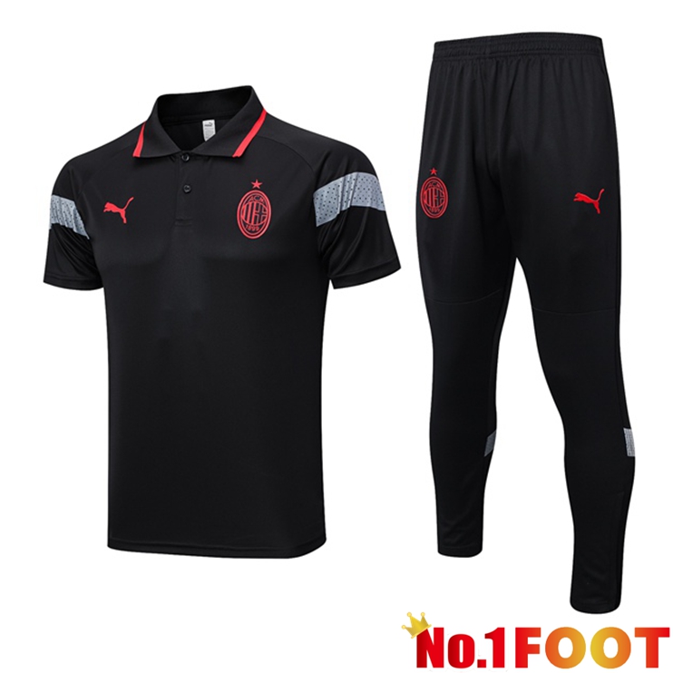 AC Milan Football Polo + Pants Black 2023/2024 - Click Image to Close