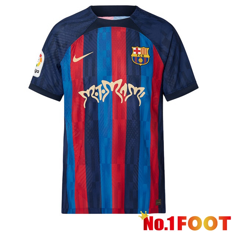 FC Barcelona Football Jersey Home Rosalía Motomami Red Blue 2022/2023