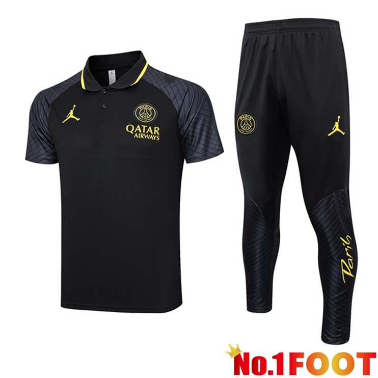 Paris PSG Football Polo + Pants Black 2023/2024