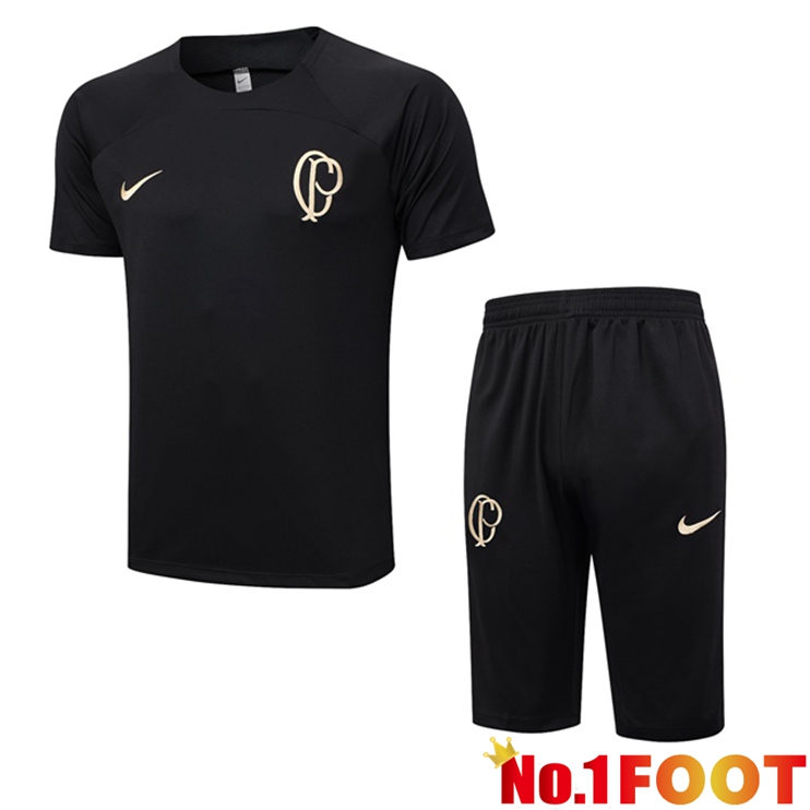 Corinthians Training T Shirt + Shorts Black 2023/2024