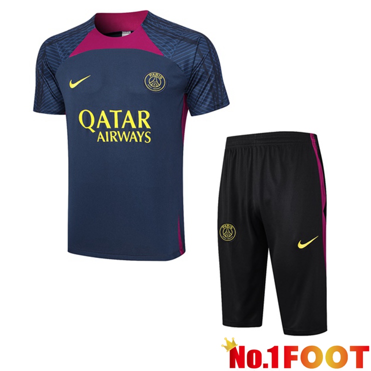 Paris PSG Training T Shirt + Shorts Royal Blue 2023/2024