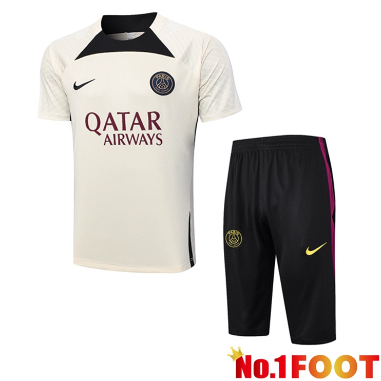 Paris PSG Training T Shirt + Shorts Brown 2023/2024