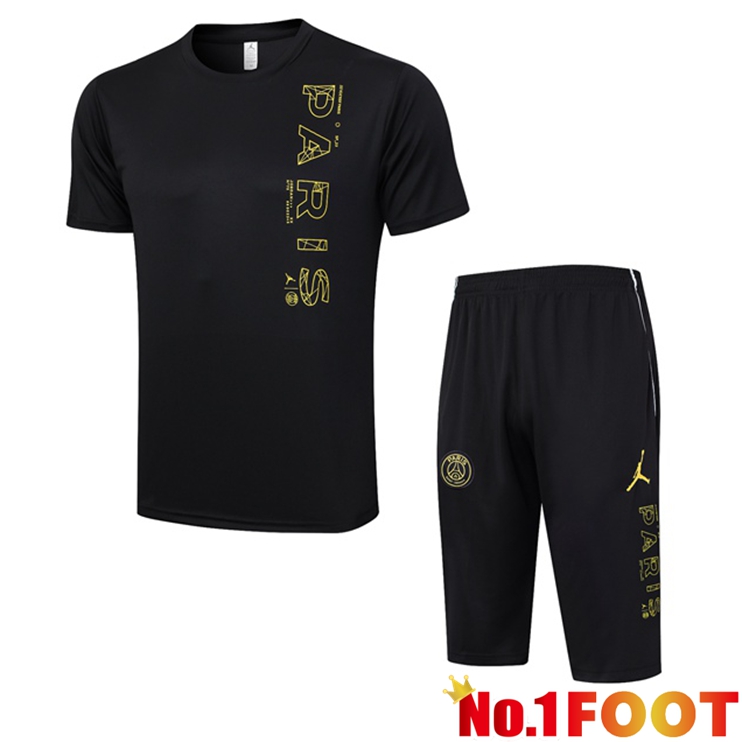 Paris PSG Training T Shirt + Shorts Black 2023/2024