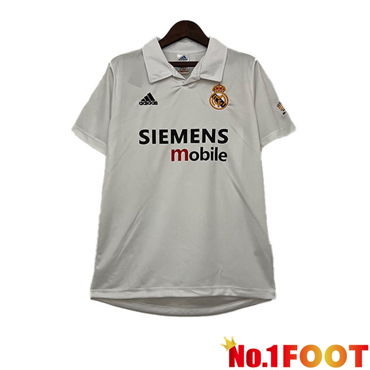 Real Madrid Retro Football Jersey Home White 2002-2003