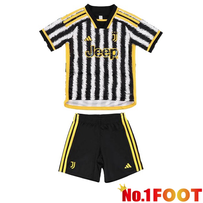 Juventus Kids Football Jersey Home Black White 2023/2024