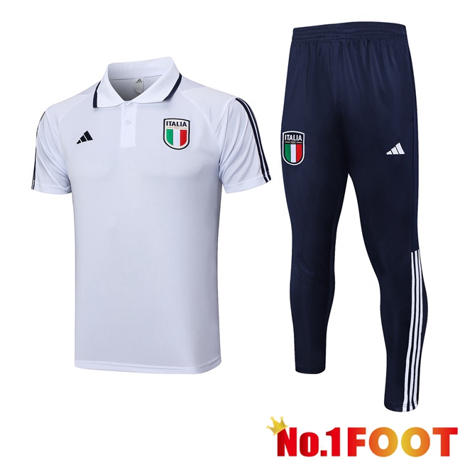 Italy Football Polo + Pants White 2023/2024