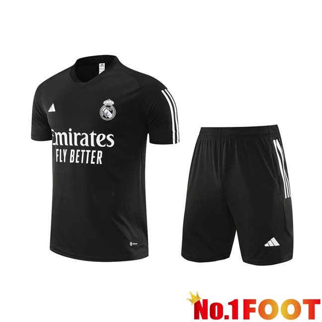 Real Madrid Training T Shirt + Shorts Black 2023/2024