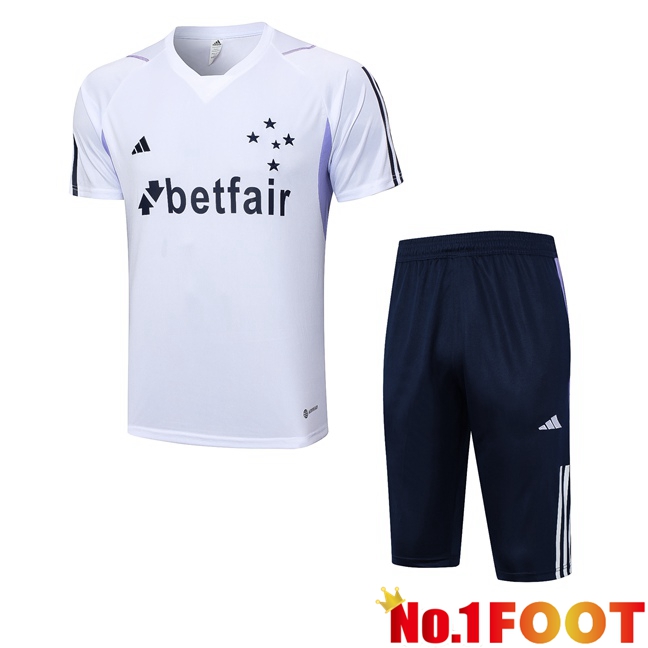 Cruzeiro EC Training T Shirt + Shorts White 2023/2024