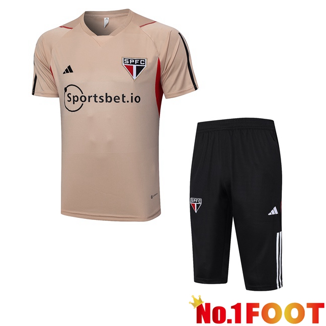 Sao Paulo FC Training T Shirt + Shorts Brown 2023/2024