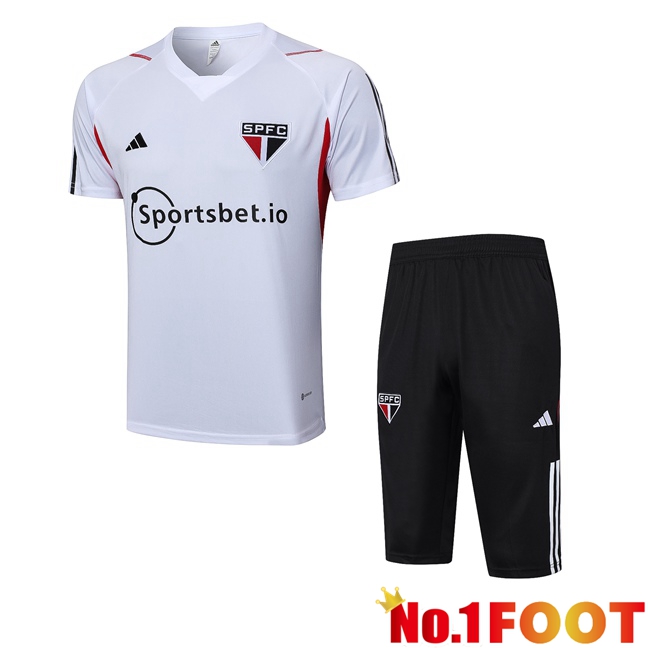 Sao Paulo FC Training T Shirt + Shorts White 2023/2024