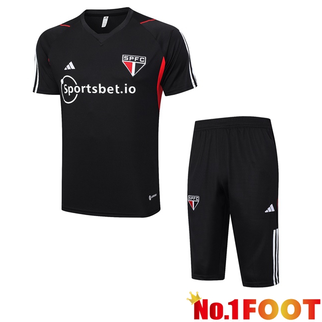 Sao Paulo FC Training T Shirt + Shorts Black 2023/2024